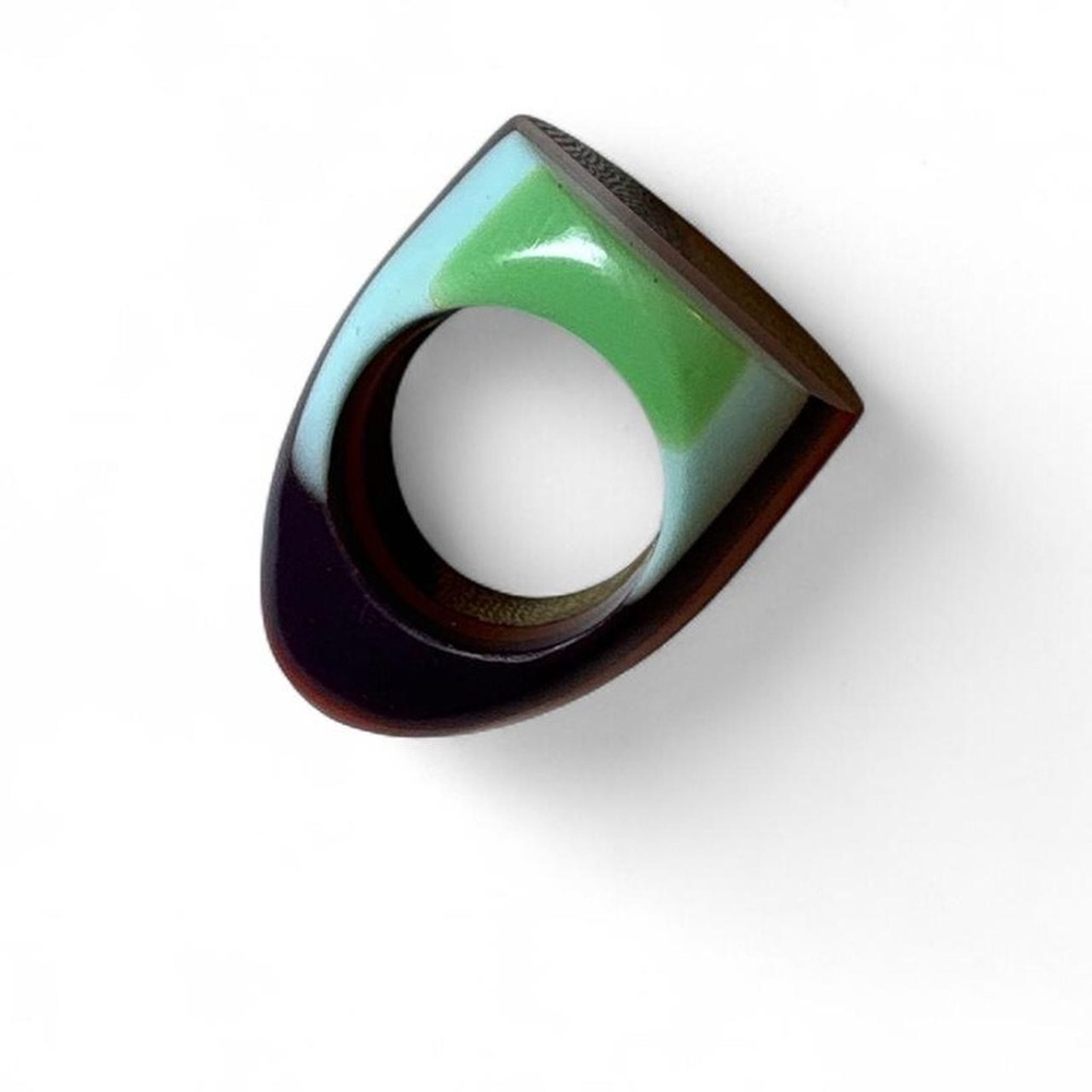 Unique mixed media wooden ring
